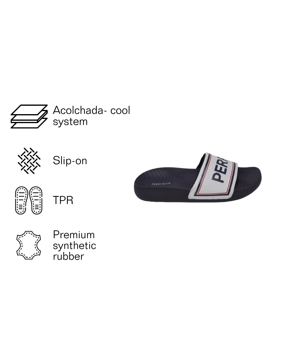 Sandalia Perry Ellis multicolor tipo slide logo confort para hombre