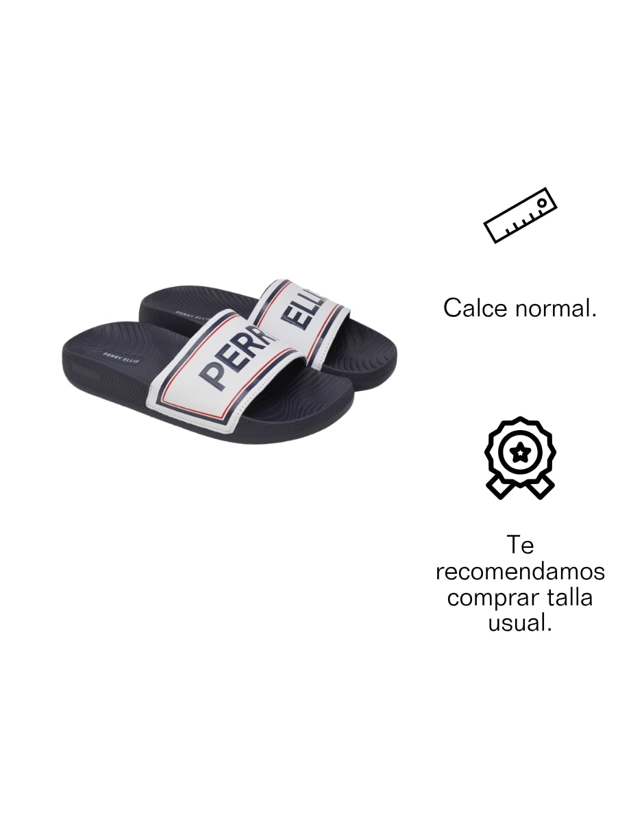 Sandalia Perry Ellis multicolor tipo slide logo confort para hombre