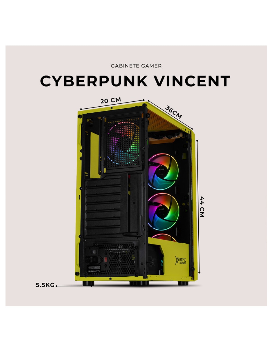 Gabinete xtreme pc gaming cyberpunk vincent ed.