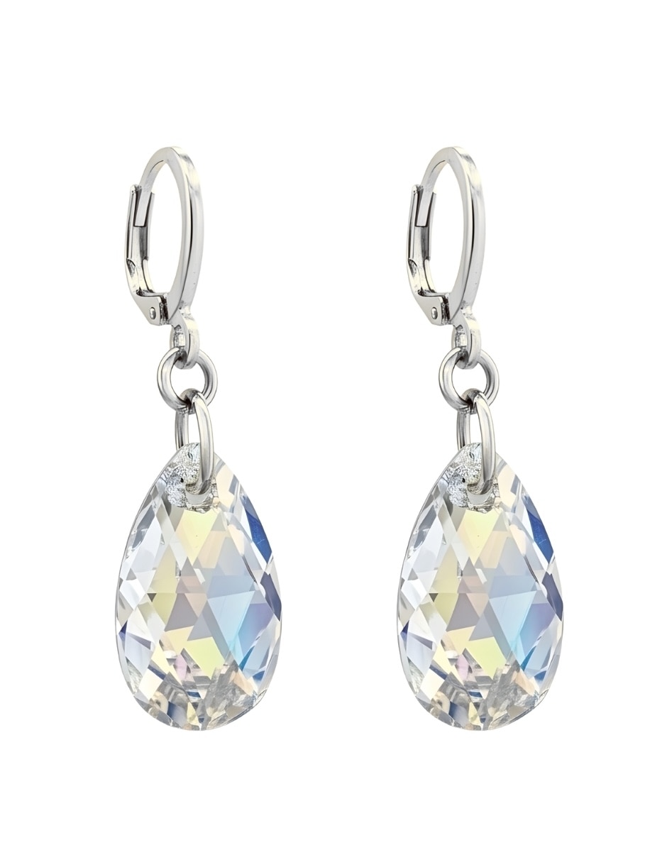 Aretes y collar de gota Zvezda Éclair de plata cristal