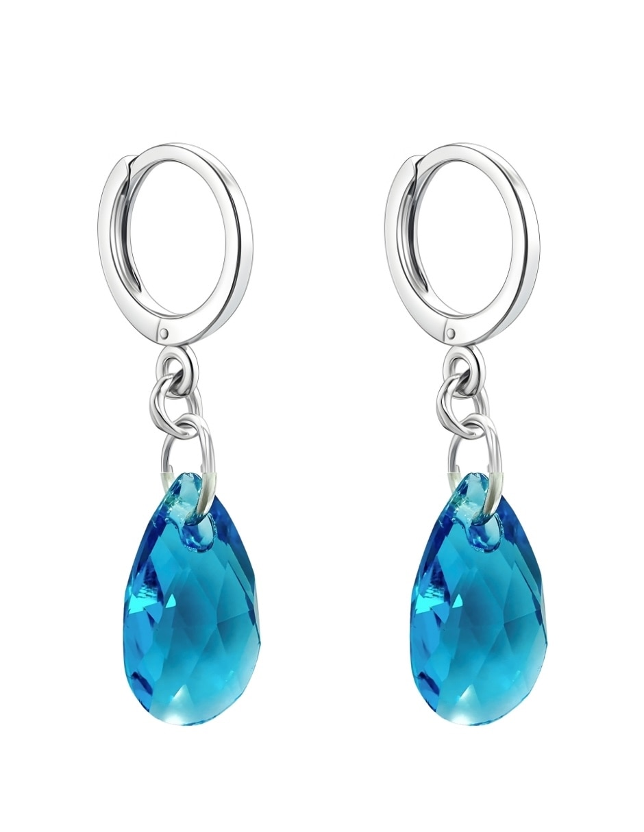Aretes y collar gota zvezda élan de plata cristal