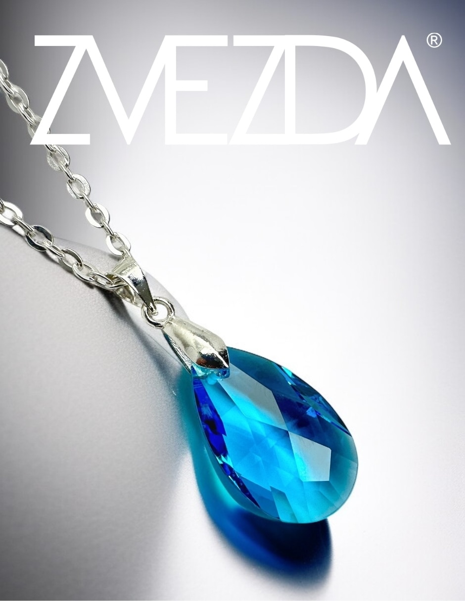 Aretes y collar gota zvezda élan de plata cristal