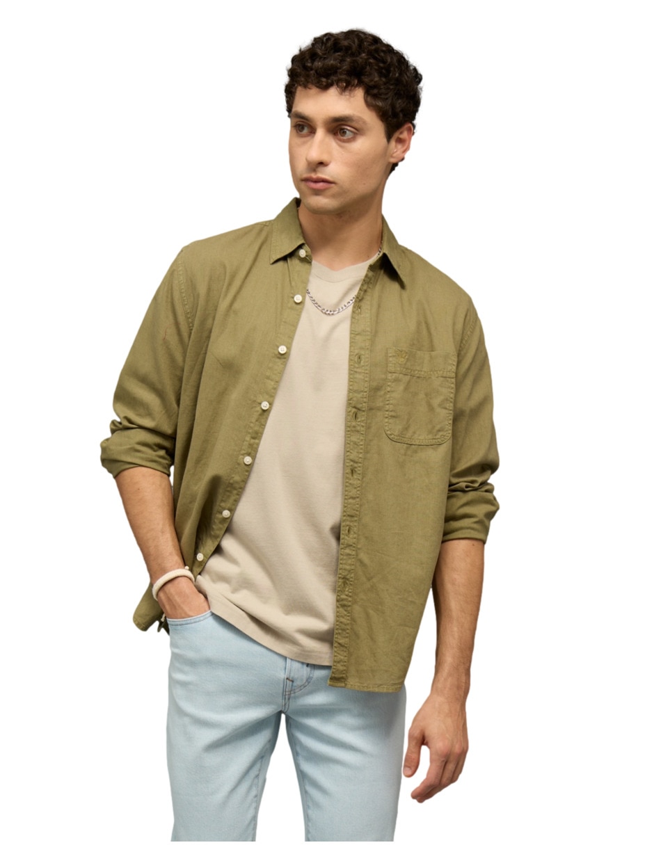 Camisa casual American Eagle de algodón manga larga para hombre