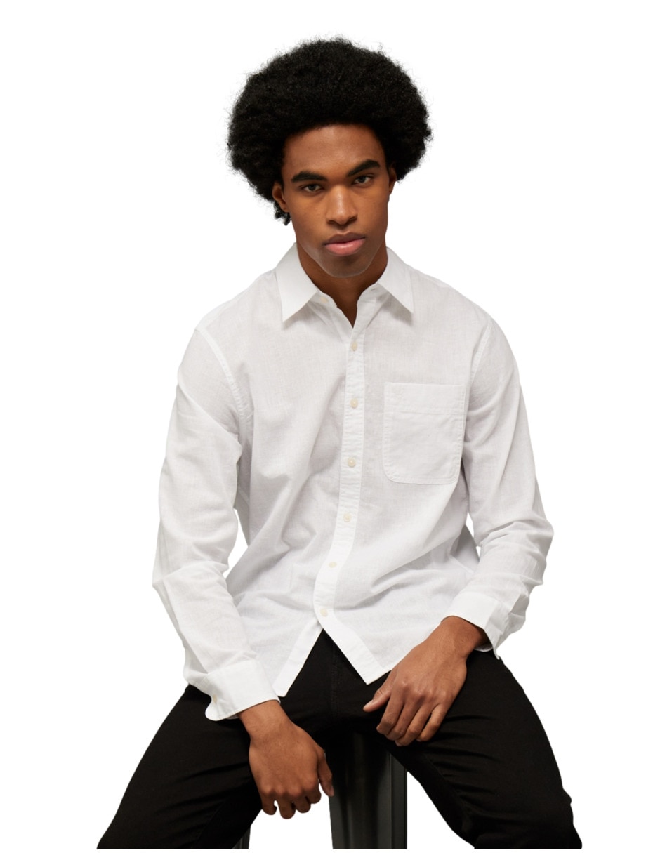 Camisa casual American Eagle de algodón manga larga para hombre