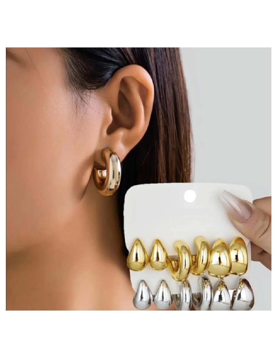 Set de aretes de gota con acabado brillante 2