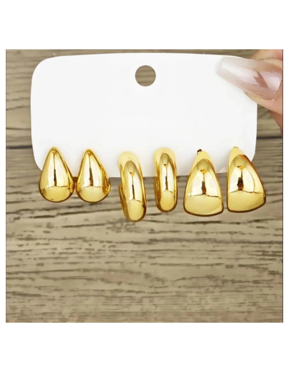 Set de aretes de gota con acabado brillante 5