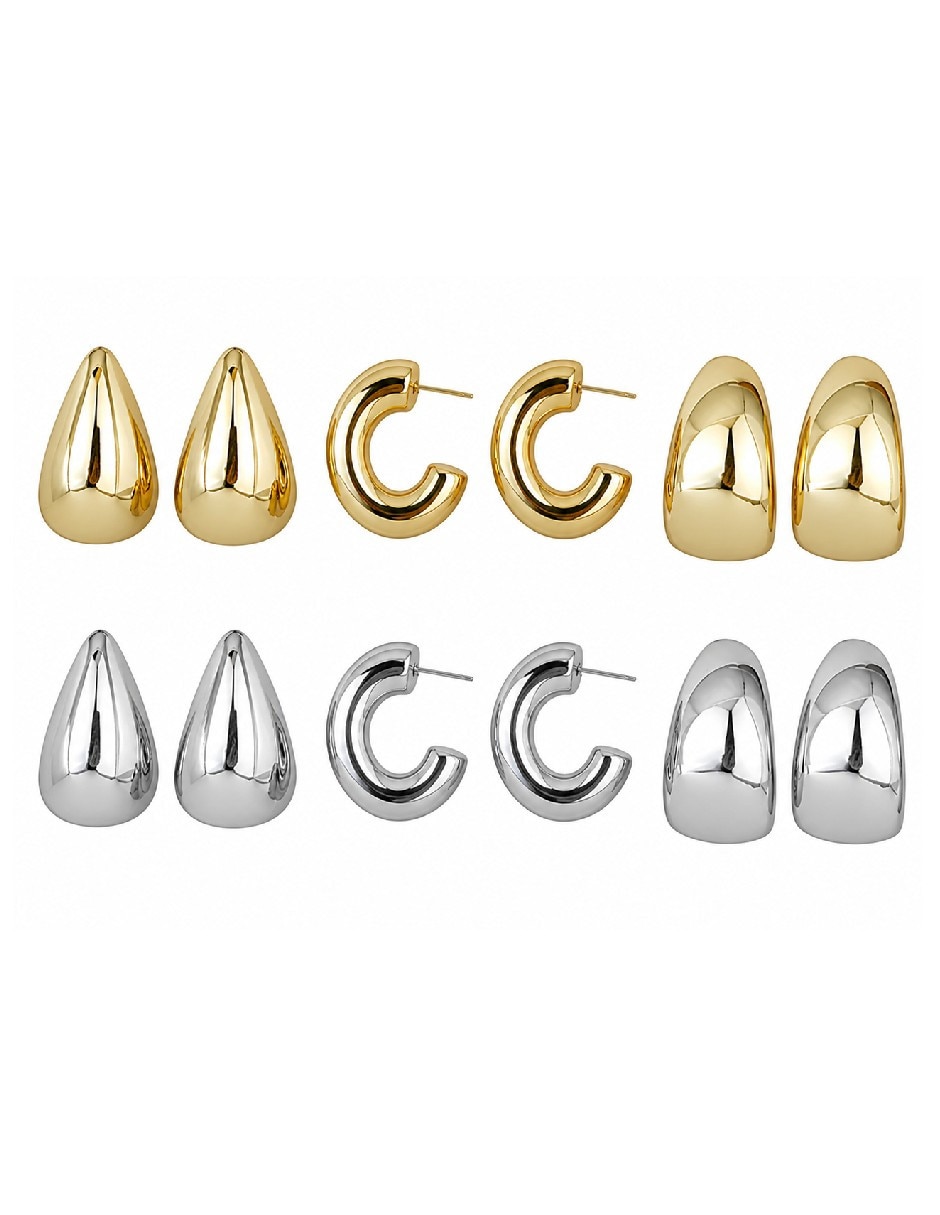 Set de aretes de gota con acabado brillante