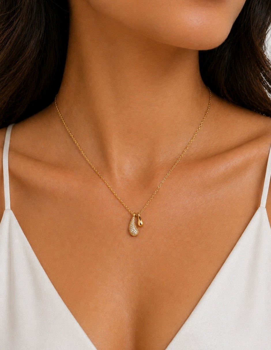 Collar Velocity baño de oro 18 k zirconia