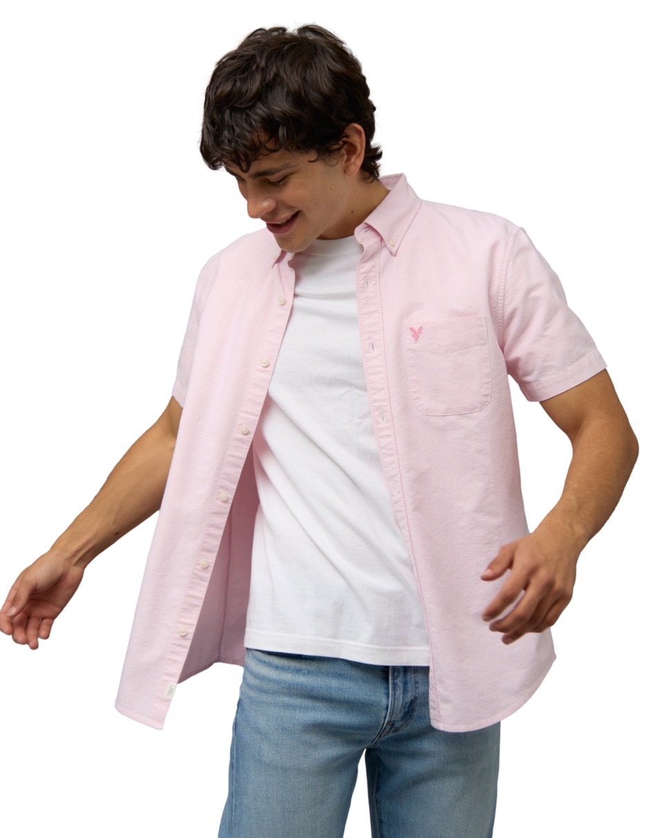 Camisa casual de algodón manga corta para hombre