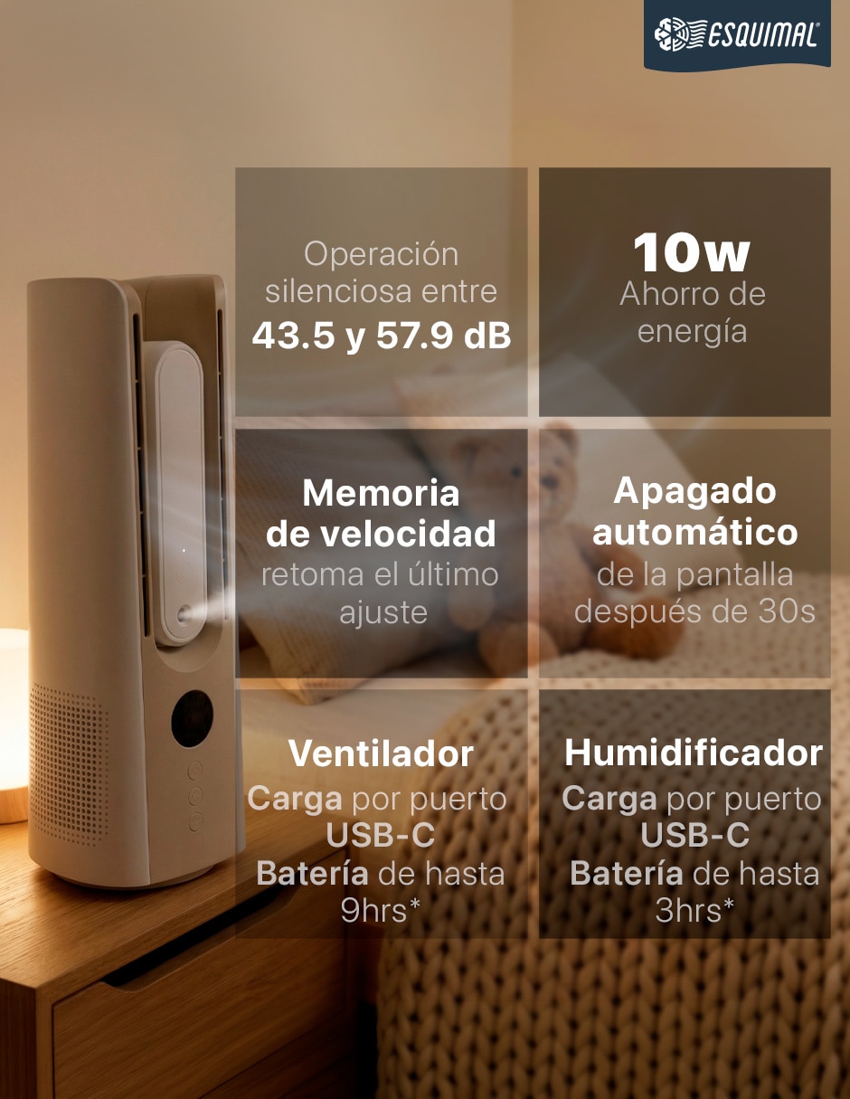 Humidificador Portatil Recargable de Escritorio 400 ml 6