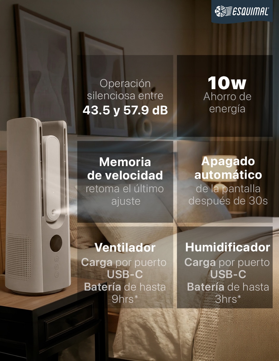 Humidificador Esquimal Portatil Recargable de Escritorio 400 ml