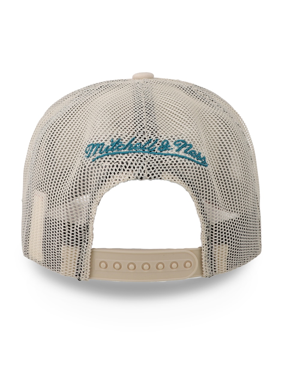 Gorra visera semicurva snapback para básquetbol Mitchell & Ness Nba Hornets Evergreen Trucker Charlotte Hornets para adulto