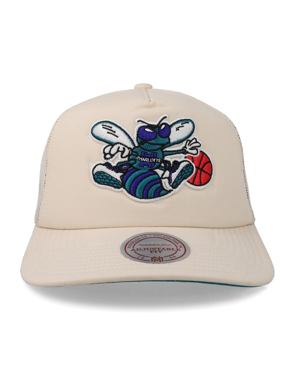 Gorra visera semicurva snapback para básquetbol Mitchell & Ness Nba Hornets Evergreen Trucker Charlotte Hornets para adulto