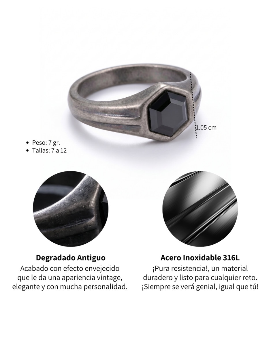 Anillo geométrico Chulada Black circonita pulido