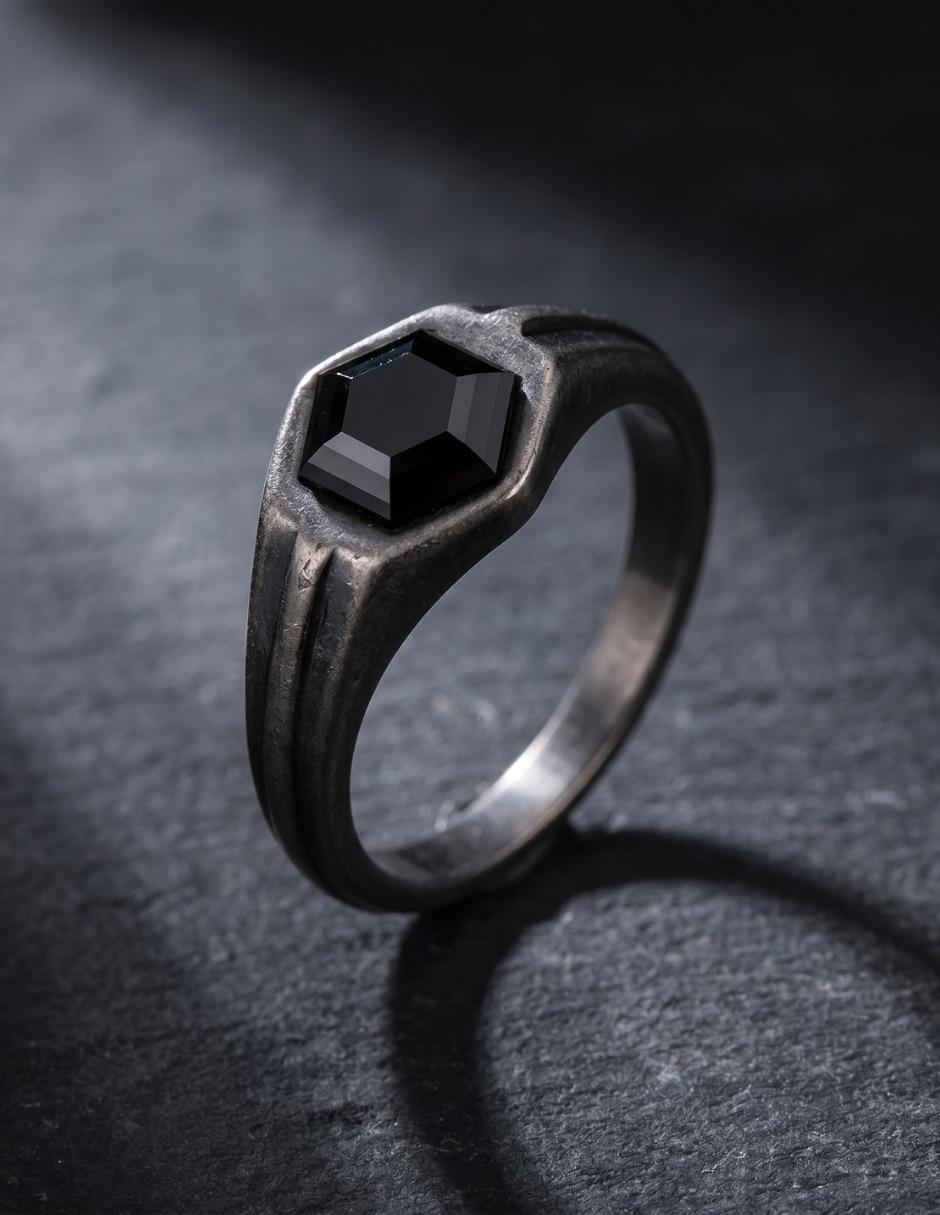 Anillo geométrico Chulada Black circonita pulido