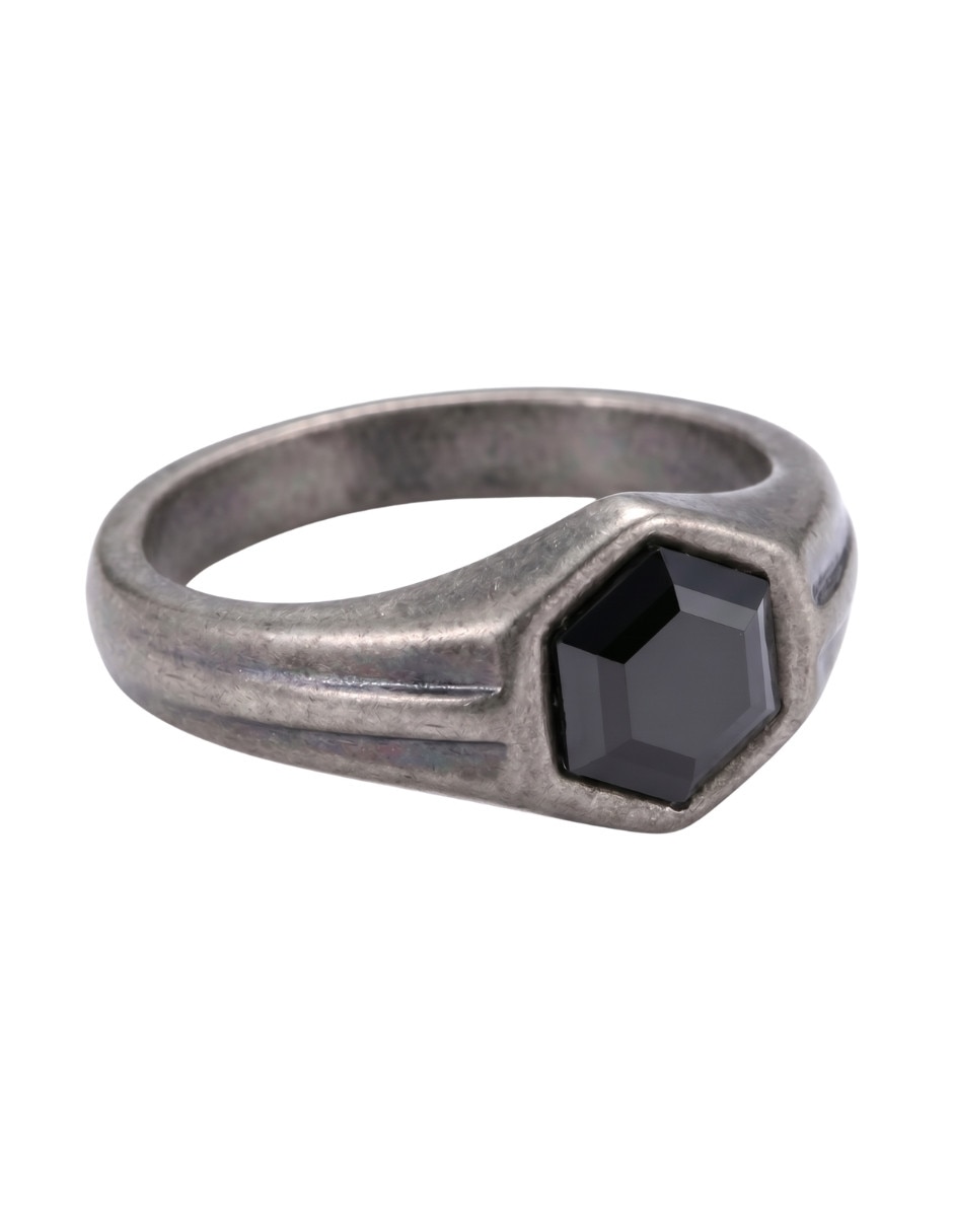 Anillo geométrico Black circonita pulido