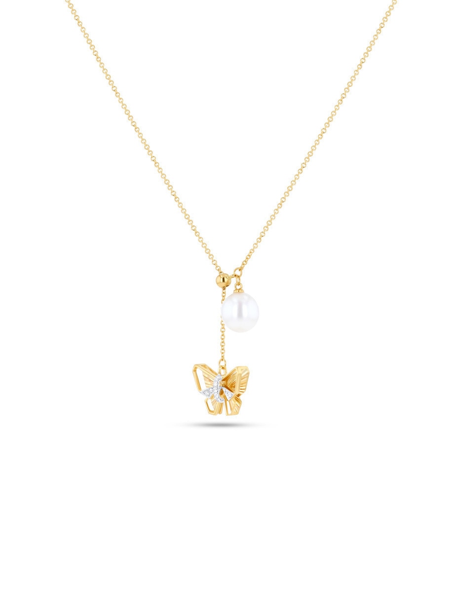 Gargantilla de mariposa de oro amarillo 14 K 3