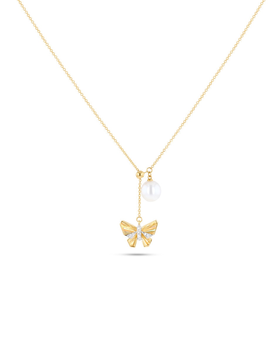 Gargantilla de mariposa de oro amarillo 14 K