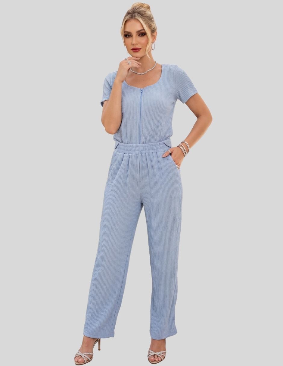 Conjunto ropa casual conjunto de dos piezas texturizado para mujer 4