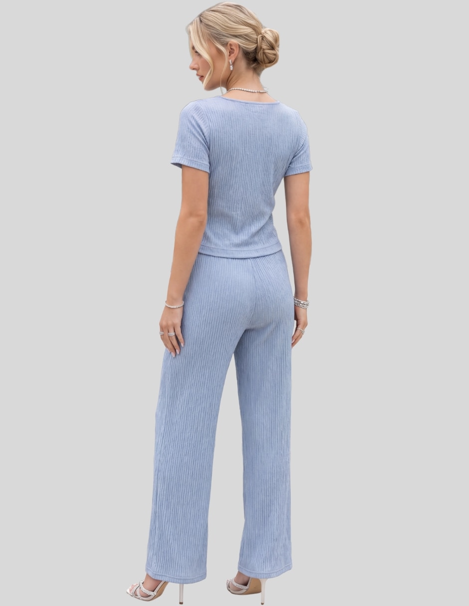 Conjunto ropa casual conjunto de dos piezas texturizado para mujer 5