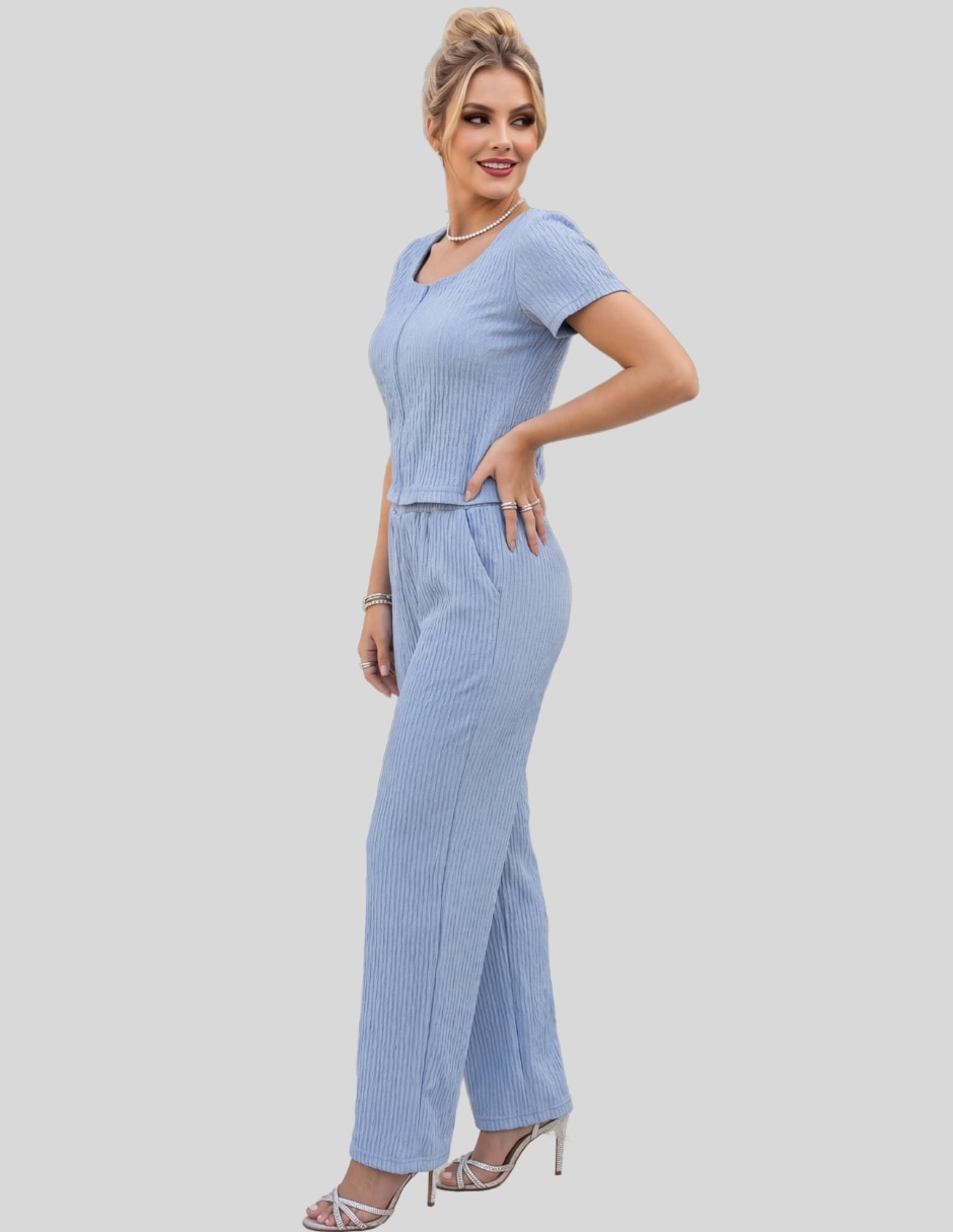 Conjunto ropa casual conjunto de dos piezas texturizado para mujer 7