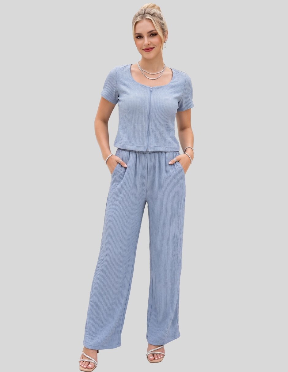 Conjunto ropa casual conjunto de dos piezas texturizado para mujer 8