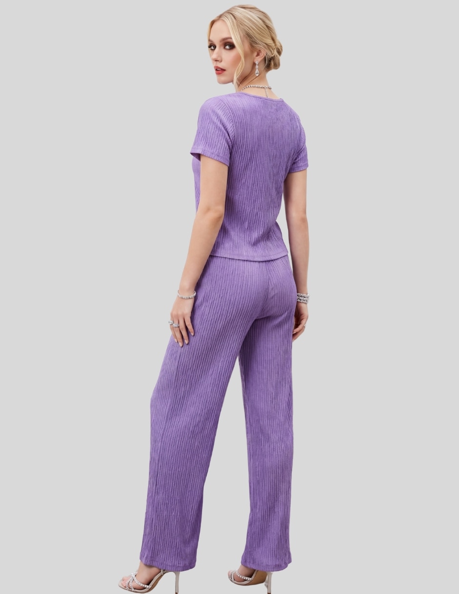 Conjunto ropa casual malabis conjunto de dos piezas texturizado para mujer