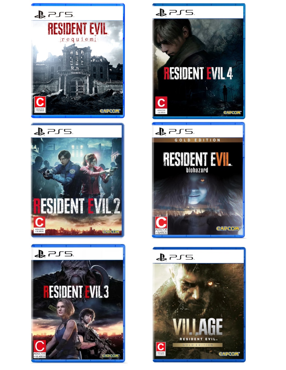 Juego estándar combo resident evil requiem + re 2 + re 3 + re 4 + re 7 + re biohazard bundle para ps5