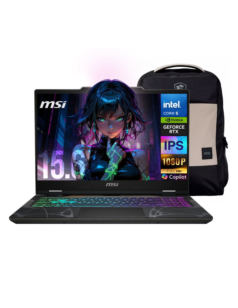 MSI Computadora laptopmsi cyborg 15 15.6 pulgadas Full HD Intel core 5 nvidia geforce rtx 5060 16 GB RAM 512 GB SSD