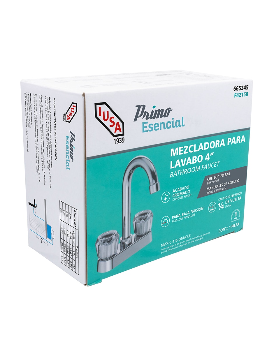 Llave mezcladora para lavabo iusa primo esencial