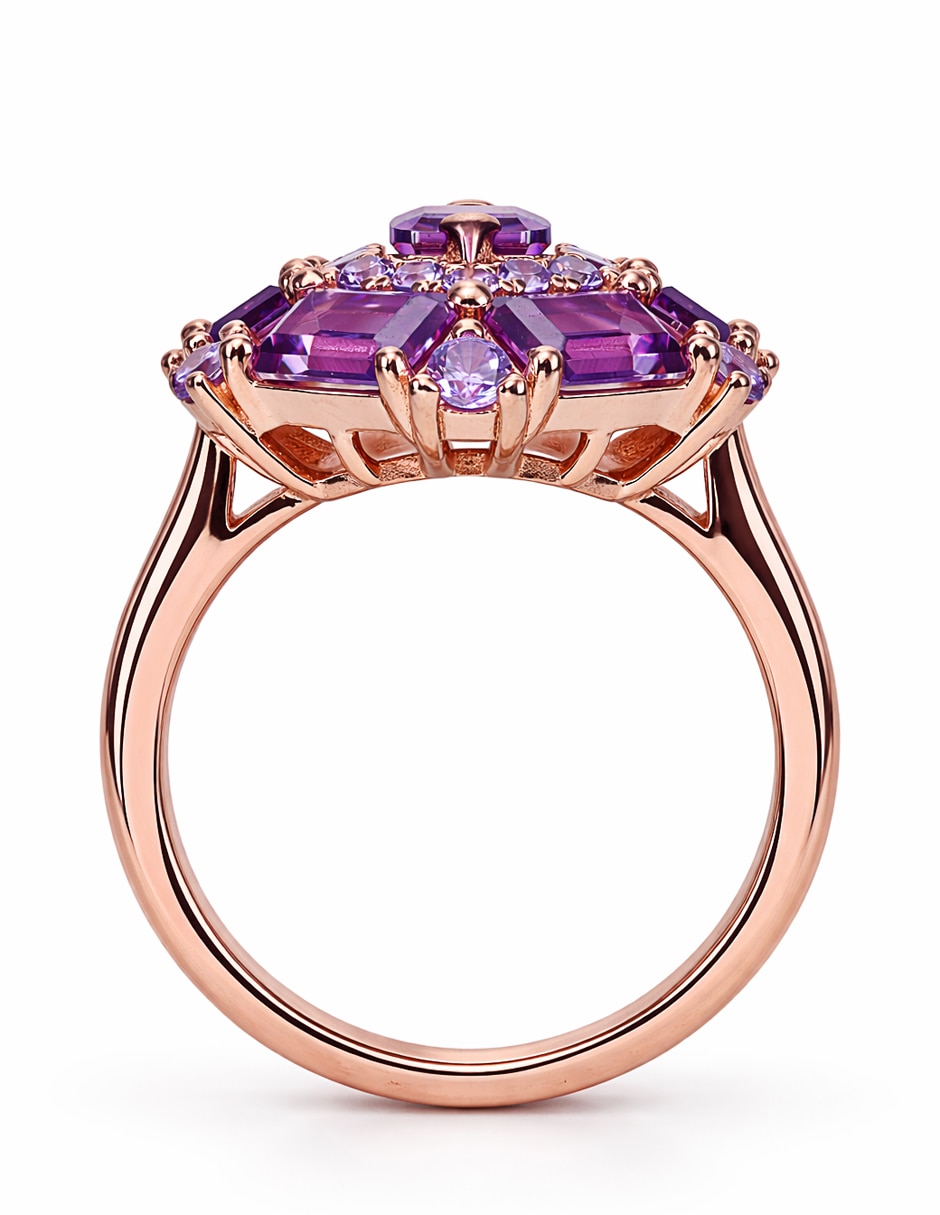 Anillo gladkova joyería p 925 de plata amatista chapa de oro