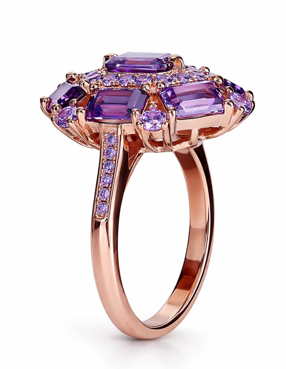 Anillo gladkova joyería p 925 de plata amatista chapa de oro