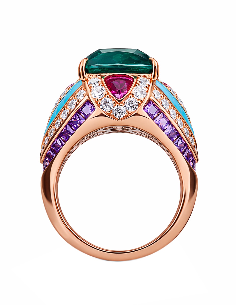 Anillo gladkova joyería p 925 de plata esmeralda mate