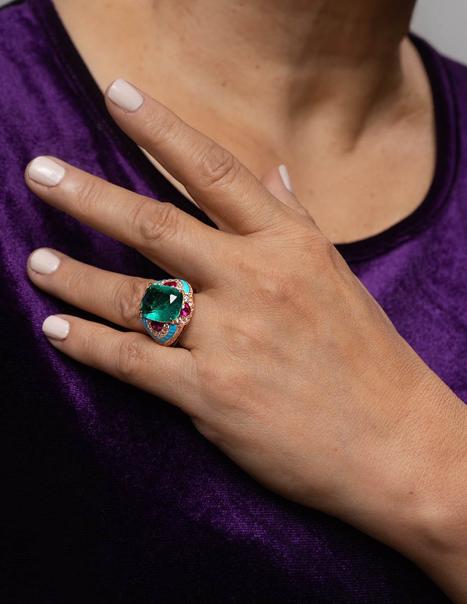 Anillo gladkova joyería p 925 de plata esmeralda mate