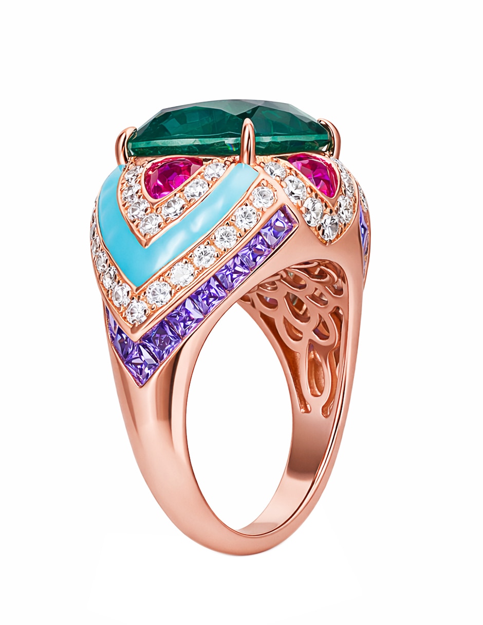 Anillo gladkova joyería p 925 de plata esmeralda mate