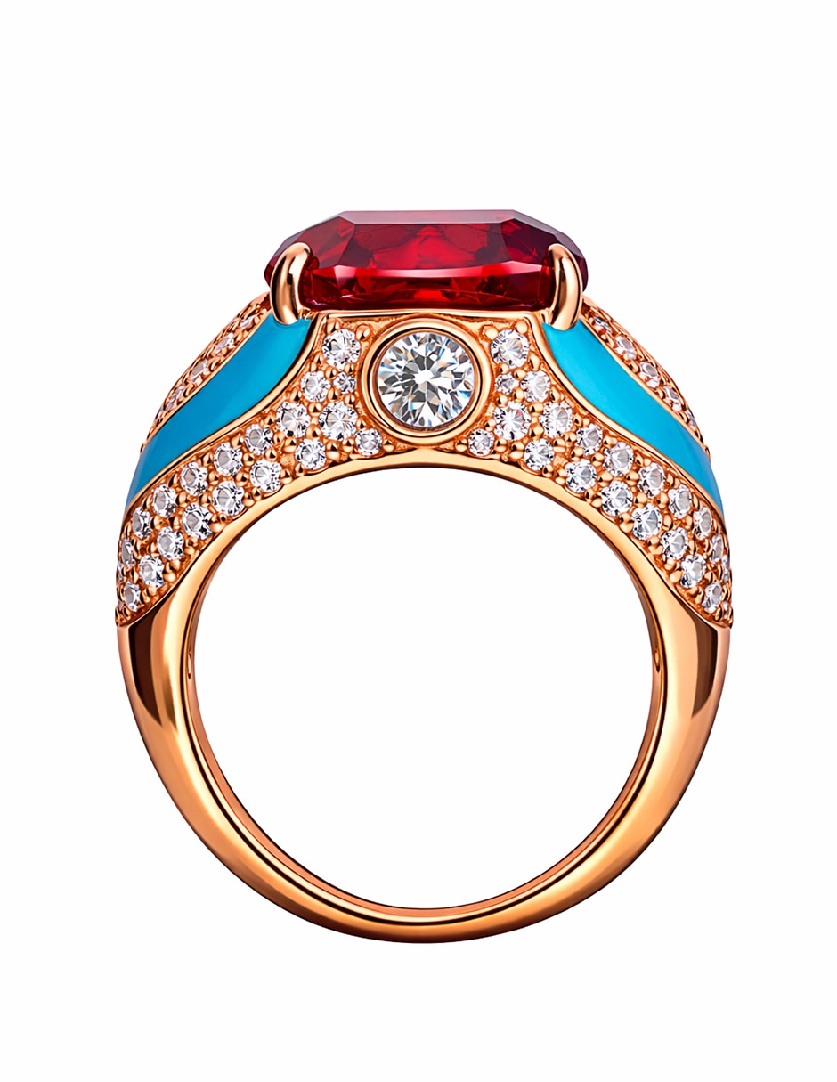 Anillo gladkova joyería p 925 de plata rubí mate