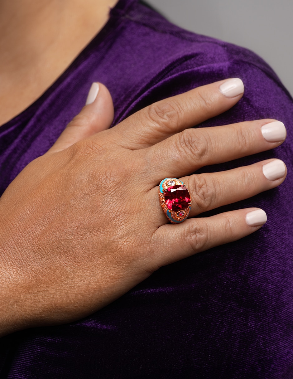Anillo gladkova joyería p 925 de plata rubí mate