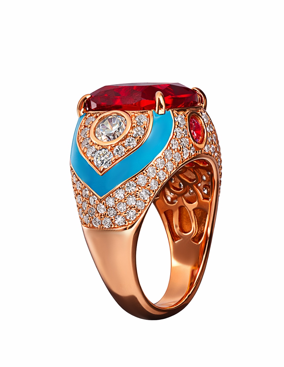 Anillo gladkova joyería p 925 de plata rubí mate