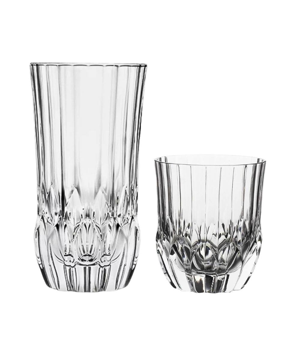 Vaso old fashion y high ball stovmex maxia de vidrio con 12 piezas