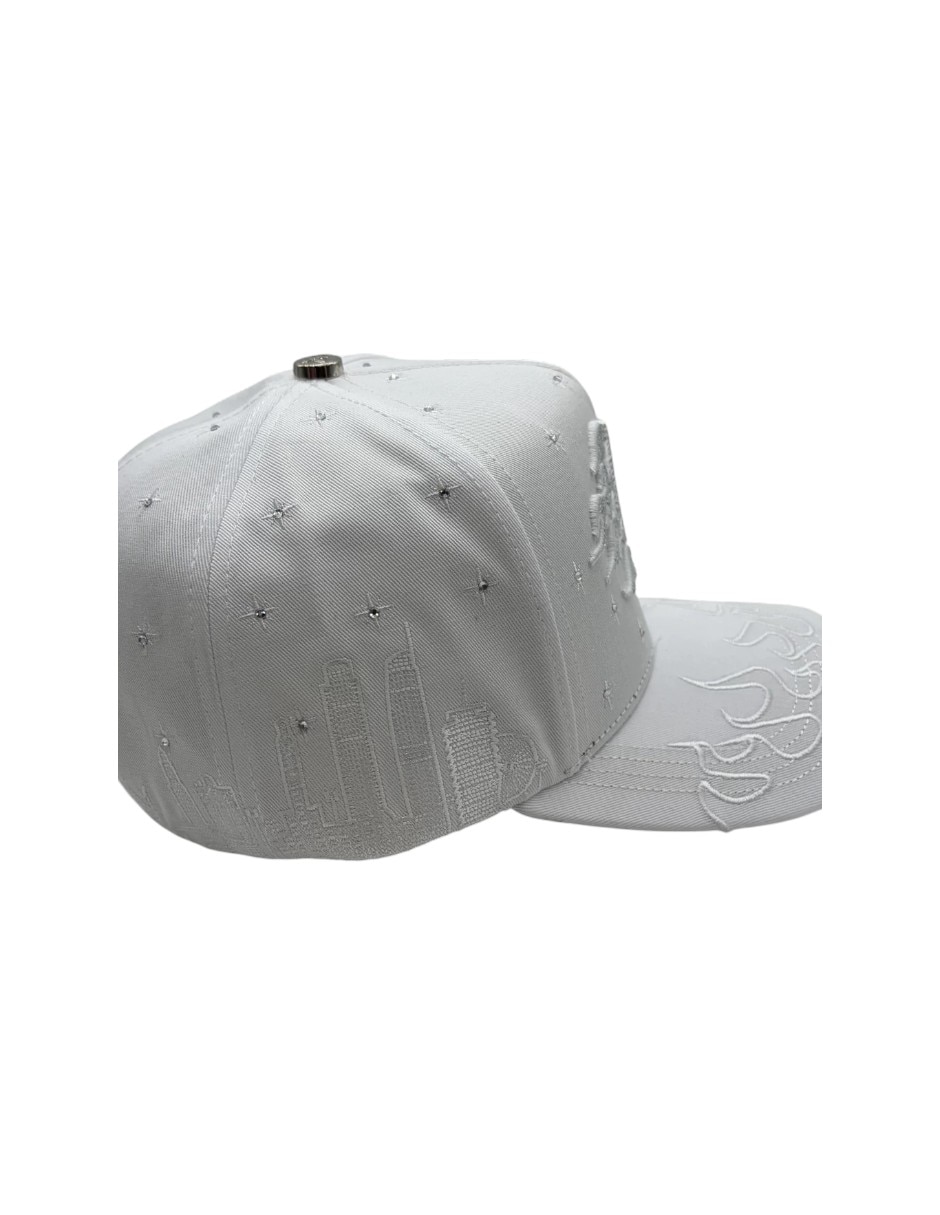 Gorra visera curva snapback big boss la flame white para hombre