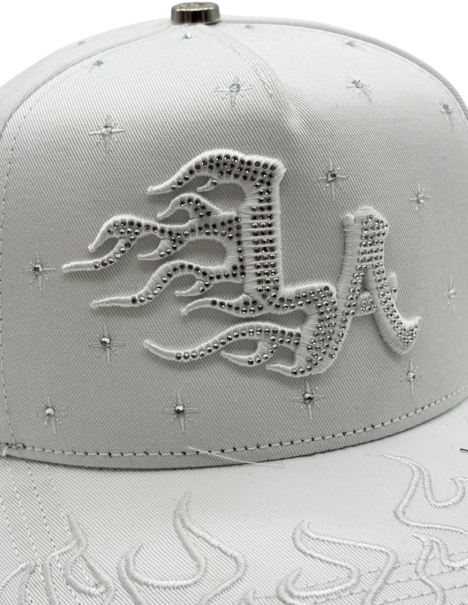 Gorra visera curva snapback big boss la flame white para hombre