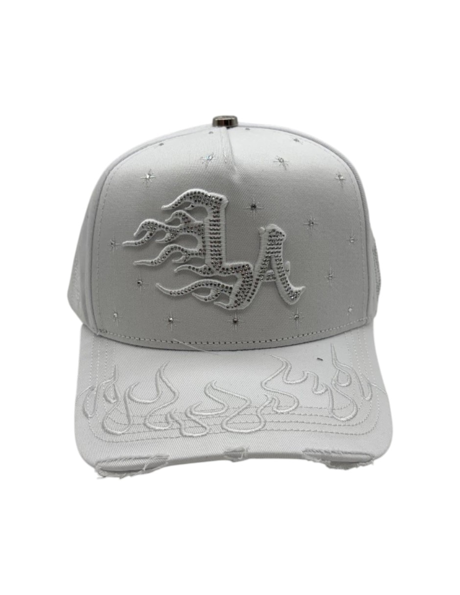 Gorra visera curva snapback la flame white para hombre