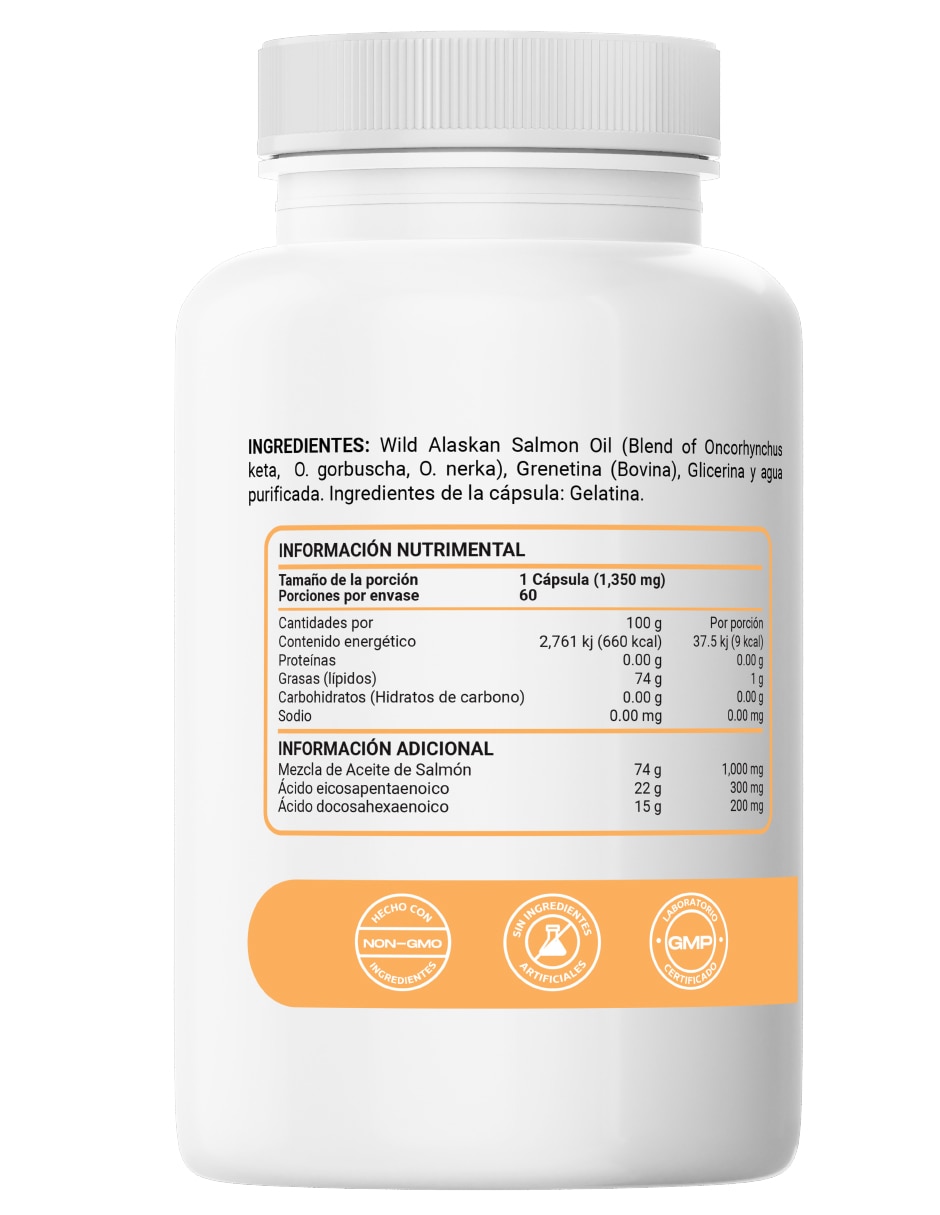 Suplemento alimenticio salmon oil 3x wild alaskan restart con aceite de salmón