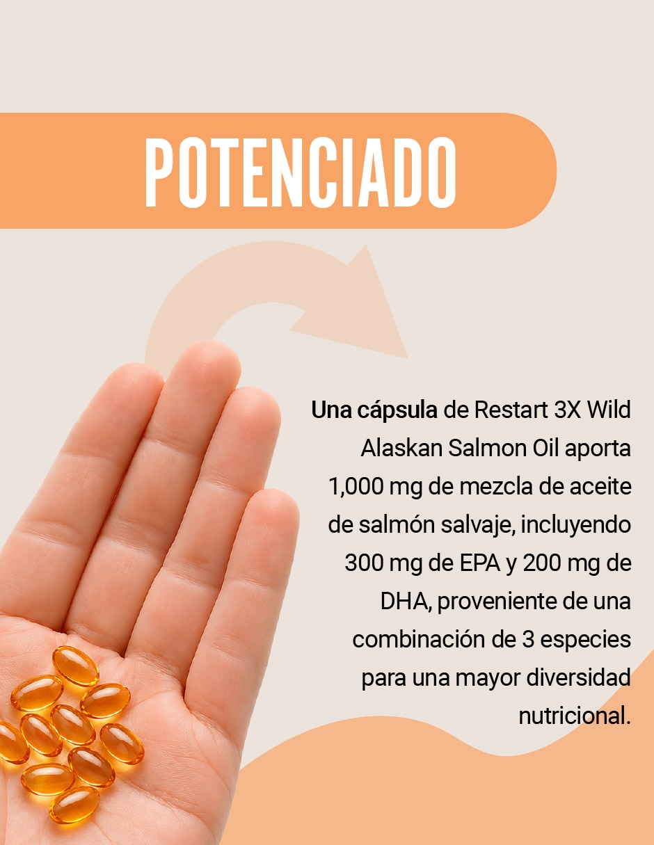 Suplemento alimenticio salmon oil 3x wild alaskan restart con aceite de salmón