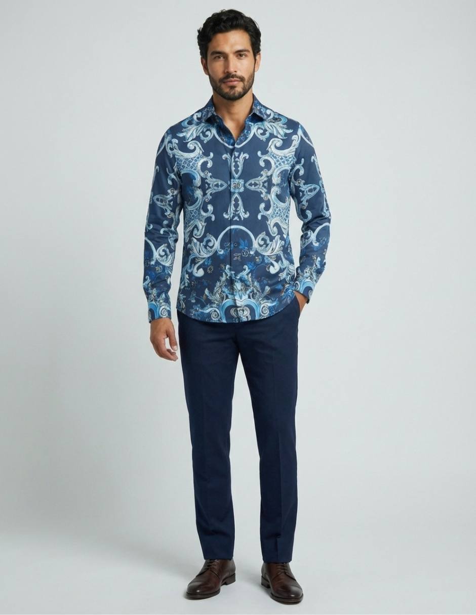 Camisa casual manga larga para hombre 2