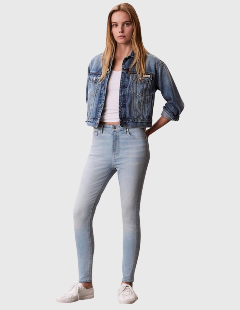 Jeans regular skinny Calvin Klein 47f701g corte media cintura para mujer