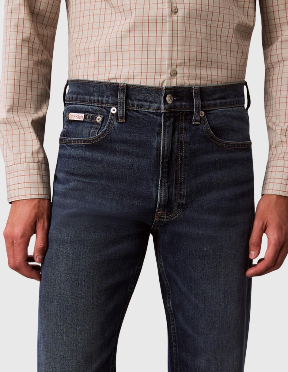Jeans straight Ck lavado obscuro para hombre