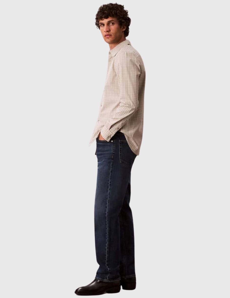 Jeans straight Ck lavado obscuro para hombre