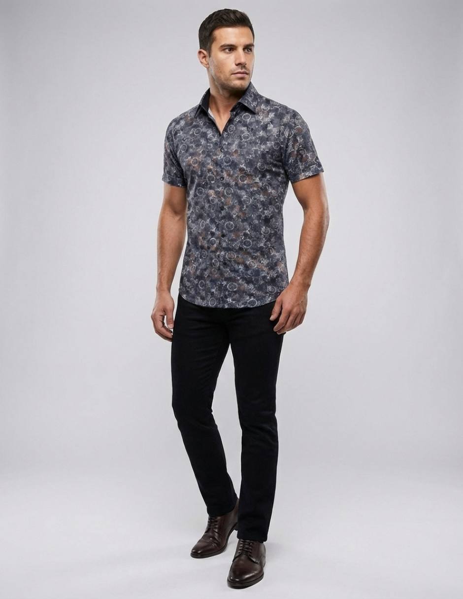 Camisa casual pavini manga corta para hombre