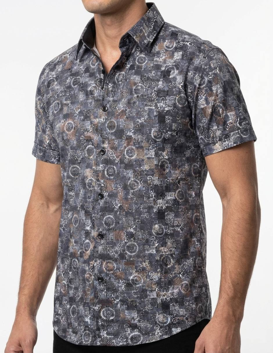 Camisa casual pavini manga corta para hombre